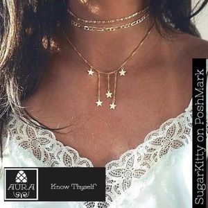 Gold Star Dainty Delicate Multilayer Necklace